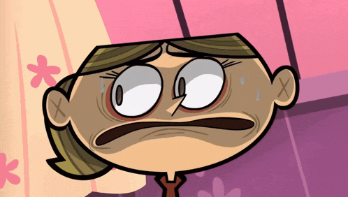 a cartoon drawing of a girl with a x on her ear