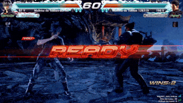 two men are fighting in a video game with the word ready in the middle