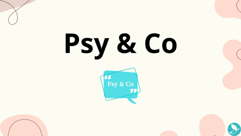 a white background with the words psy & co and a speech bubble