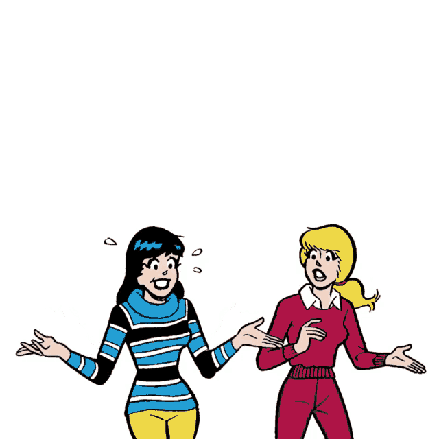 a cartoon of two women standing next to each other