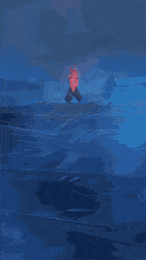 a drawing of a person with a red light coming out of their head