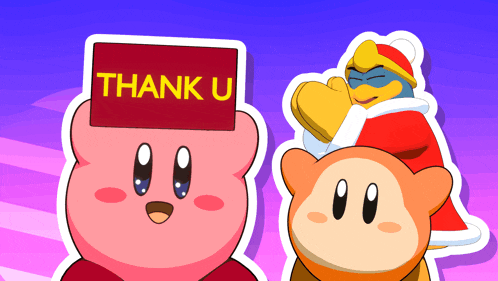 a cartoon character holding a thank u sign