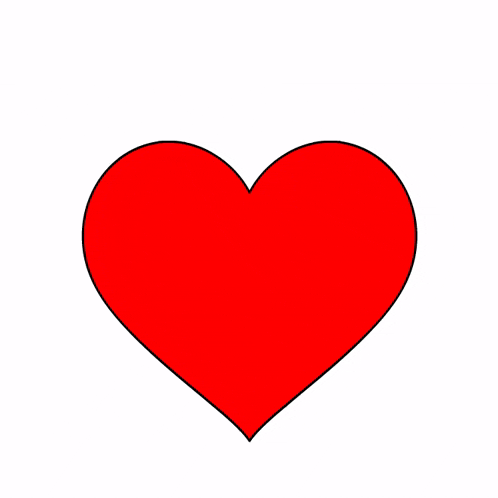 a drawing of a red heart with a black outline