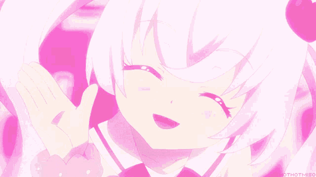 a picture of a girl with a pink background and the words hothotmiso on the bottom
