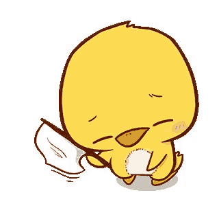 a cartoon of a yellow chicken holding a piece of paper .