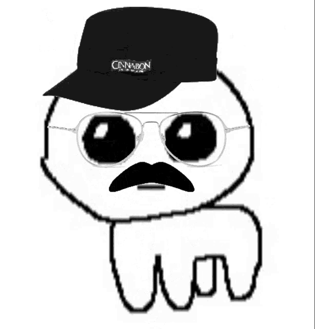 a drawing of a person wearing a hat that says cinnamon on it