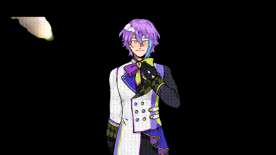 a cartoon character with purple hair is standing in front of a large fire