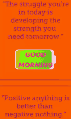 a good morning card with a green battery and a quote