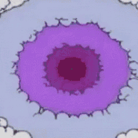 a red and purple circle with a blue center