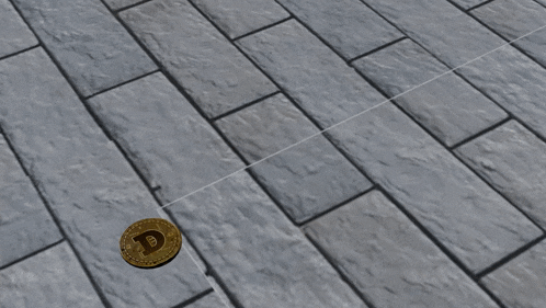 a gray brick floor with a circle on it
