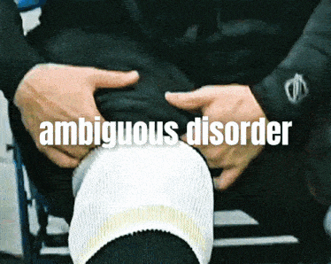 a man 's knee is shown with the words ambiguous disorder written above it