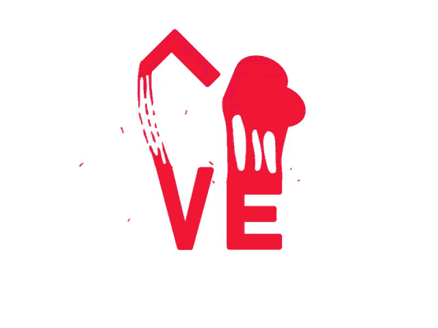 a red background with a white circle with the letters ve on it