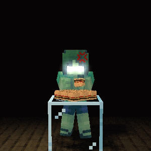 a pixel art illustration of a zombie eating a hamburger