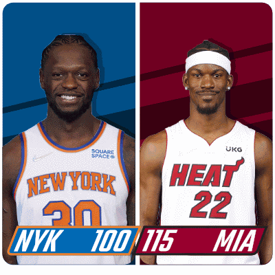 two basketball players one from new york and one from heat