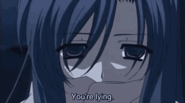 a close up of a girl with the words " it 's because of that isn 't it "
