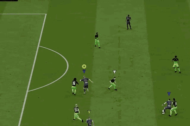 a soccer player with the number 24 on their jersey kicks the ball