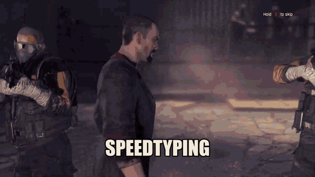 a man in a suit is walking down a street with the word speedtyping written on the bottom