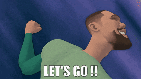 a cartoon of a man with a fist in the air and the words let 's go