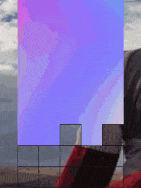 a purple and blue background with a few squares in it