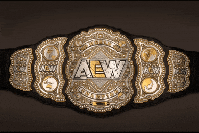 the aew wrestling championship belt is shown on a black background