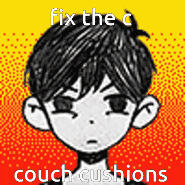 a drawing of a boy with the words fix the c couch cushions