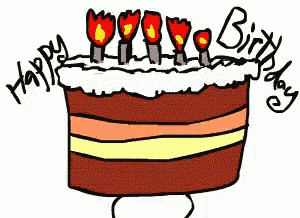 a drawing of a birthday cake with candles and the words happy birthday written on it