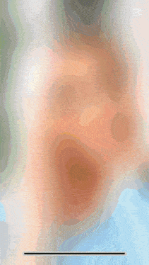 a woman in a blue sweater is smiling and the word buse is on the bottom .