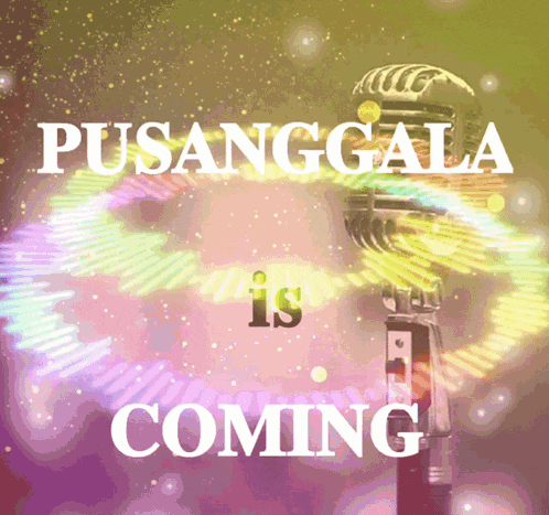 a microphone with the words pusangkala is coming behind it