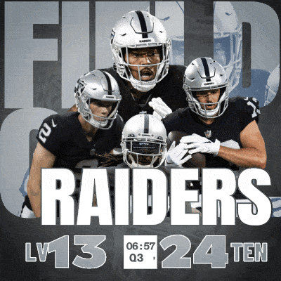 a poster for the raiders shows three players in helmets