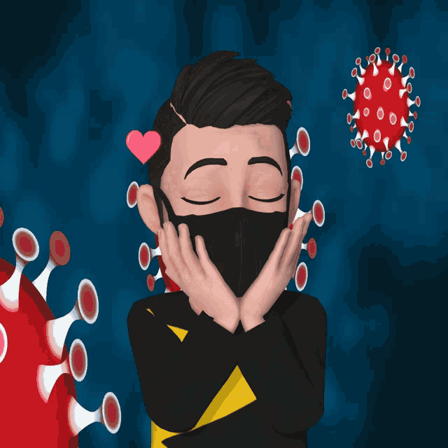 a cartoon of a man wearing a mask with a heart on his forehead