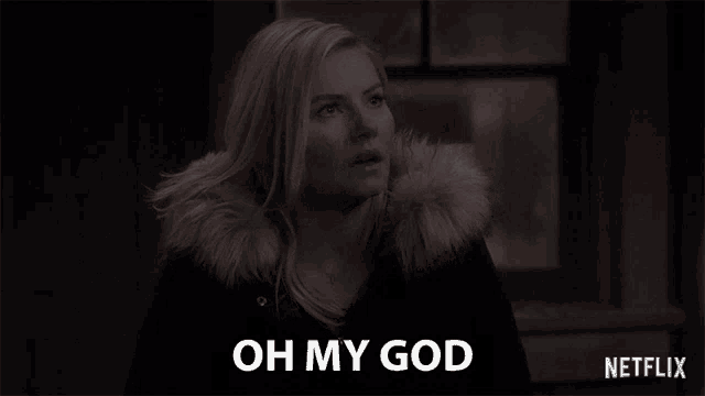 a woman in a fur coat says oh my god in a netflix ad