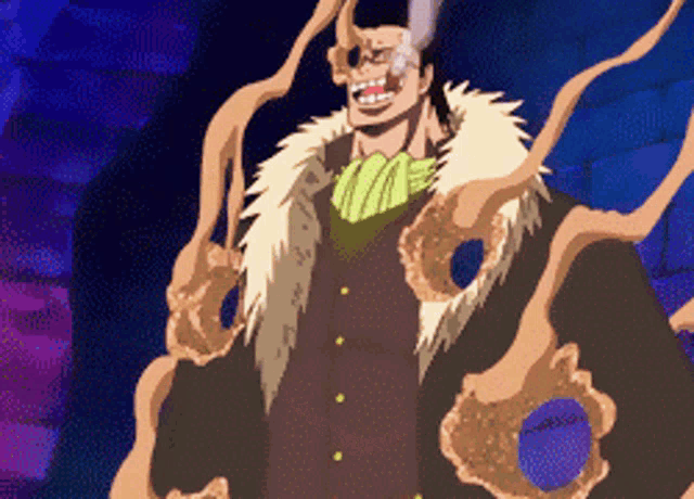 a cartoon of a man with horns and a fur collar