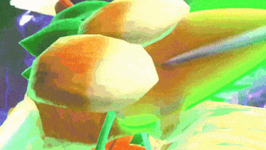 a close up of a video game character 's face with a green background