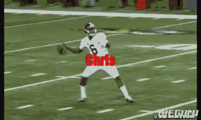 chris and justin are playing a game of football on a field
