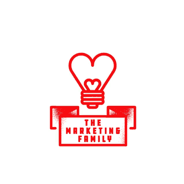 the logo for the marketing family has a light bulb with a heart on it