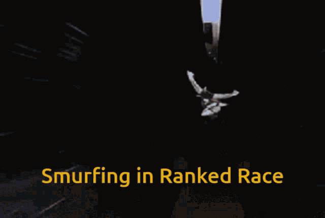 a cartoon of a person with the words smurfing in ranked race on the bottom