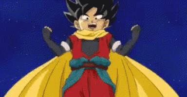 a cartoon of a boy in a red and yellow outfit with a yellow cape .