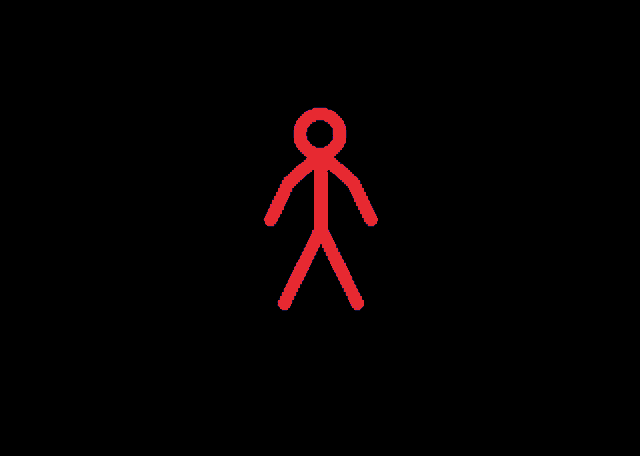 a stick figure is glowing in the dark and is walking