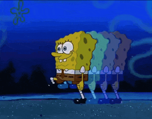 a cartoon of spongebob and patrick dancing together
