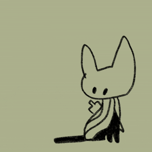 a black and white drawing of a cat with a heart on its chest