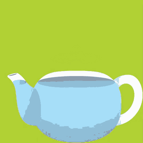a red teapot with a smiley face and the word kaw above it