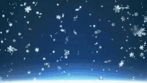 snowflakes falling from the sky on a blue background .