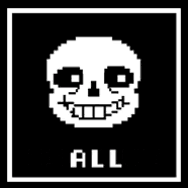 a pixel art of a skull with the words `` is love '' below it