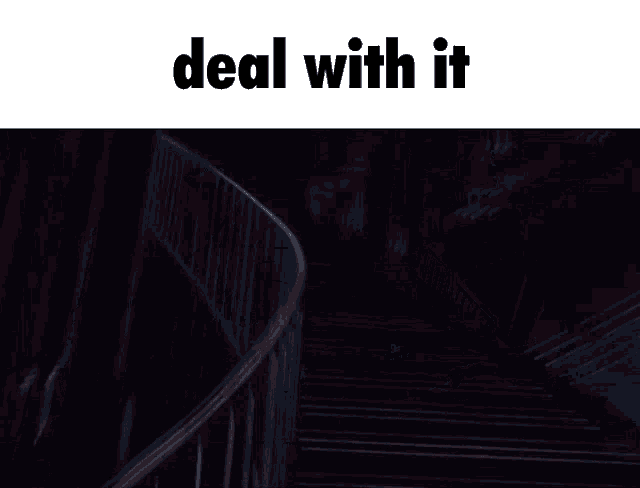 a cartoon of two men laying on the floor with the words deal with it above them