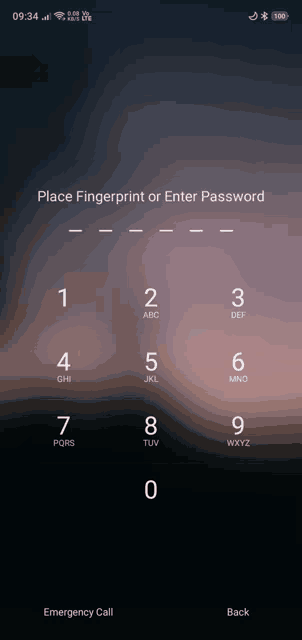 a phone screen shows a fingerprint or enter password screen