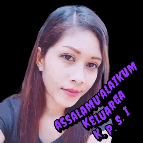 a woman 's face is surrounded by purple text that says assalamu'alaikum