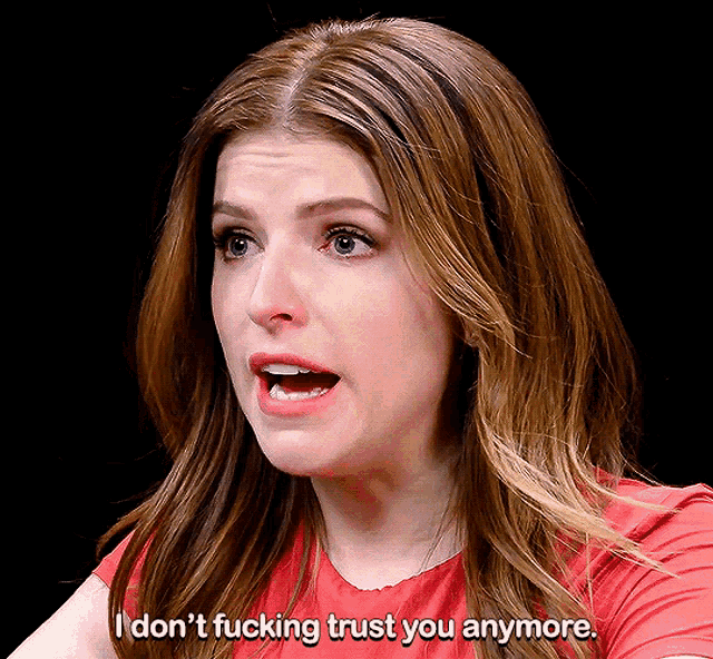 Anna Kendrick Hot Ones GIF - Anna Kendrick Hot Ones I Dont Fucking Trust You Anymore GIFs