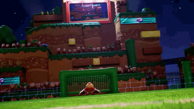 a soccer player in a video game with a question mark on his chest