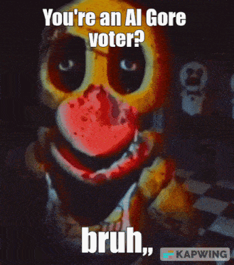 a picture of a bunny with blood on its face says you 're an al gore voter bruh