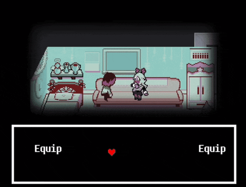 a video game character is talking to another character in a living room while sitting on a couch .